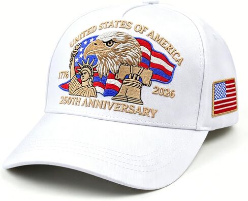 250 Anniversary USA Hat, Embroidered America 250th Anniversary Hat 1776-2026, Patriot Baseball Cap for Men Women in Saudi Arabia