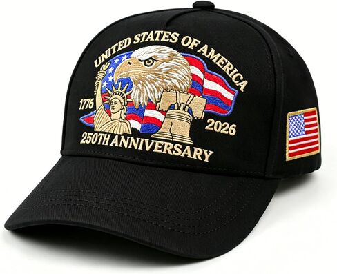 250 Anniversary USA Hat, Embroidered America 250th Anniversary Hat 1776-2026, Patriot Baseball Cap for Men Women in Saudi Arabia