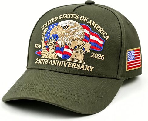 250 Anniversary USA Hat, Embroidered America 250th Anniversary Hat 1776-2026, Patriot Baseball Cap for Men Women in Saudi Arabia