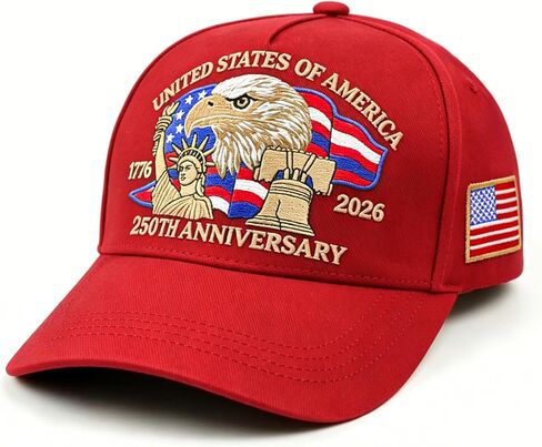 250 Anniversary USA Hat, Embroidered America 250th Anniversary Hat 1776-2026, Patriot Baseball Cap for Men Women in Saudi Arabia