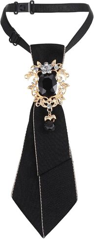 Neck Ties for Women, Vintage Rhinestone Crystal Womens Tie Casual Adjustable Pre-tied Bowtie for Girls Lady Party Prom Banquet School Work Uniform in Saudi Arabia