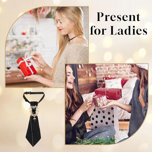 Neck Ties for Women, Vintage Rhinestone Crystal Womens Tie Casual Adjustable Pre-tied Bowtie for Girls Lady Party Prom Banquet School Work Uniform in Saudi Arabia