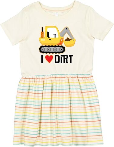 inktastic Construction Truck I Love Dirt Toddler Dress in Kuwait