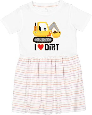 inktastic Construction Truck I Love Dirt Toddler Dress in Kuwait