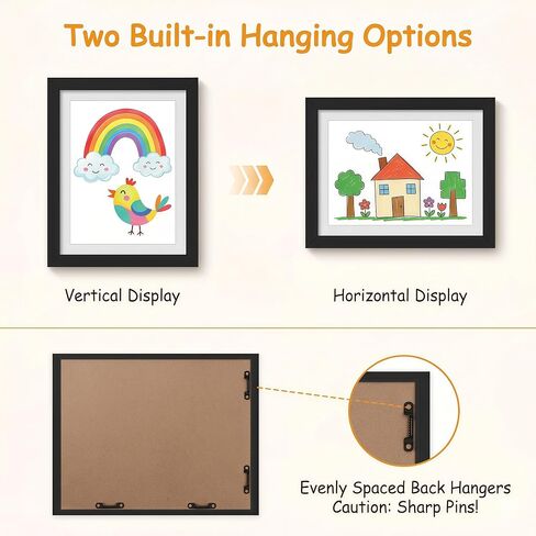 Kids Art Frames Changeable 4 Pack, Black 8.5x11 Front Opening Kids Artwork Frames with Storage, Solid Wood Magnetic Picture Frame, Clear Acrylic, Vertical or Horizontal in Saudi Arabia