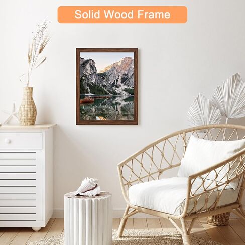3 Pack 16x20 Wood Picture Frame Brown, Rustic Natural 20x16in frame Woodgrain, Distressed Brown 16 x 20 in Wall Photo Poster Frame with HD Plexiglass, Horizontal Vertical Wall Mounting Set of 3 in Saudi Arabia