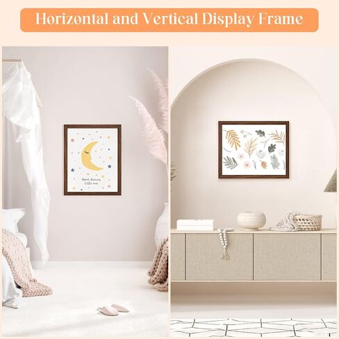 3 Pack 16x20 Wood Picture Frame Brown, Rustic Natural 20x16in frame Woodgrain, Distressed Brown 16 x 20 in Wall Photo Poster Frame with HD Plexiglass, Horizontal Vertical Wall Mounting Set of 3 in Saudi Arabia