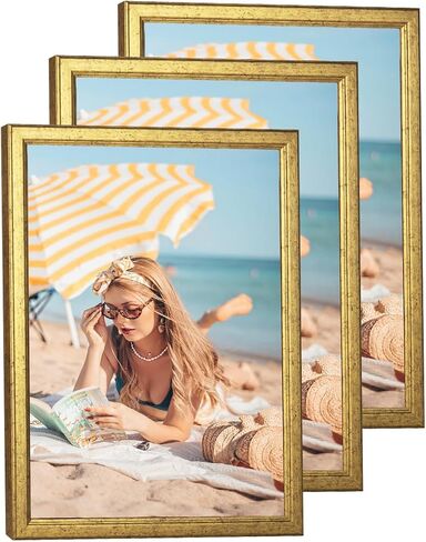 3 Pack 16x20 Wood Picture Frame Brown, Rustic Natural 20x16in frame Woodgrain, Distressed Brown 16 x 20 in Wall Photo Poster Frame with HD Plexiglass, Horizontal Vertical Wall Mounting Set of 3 in Saudi Arabia