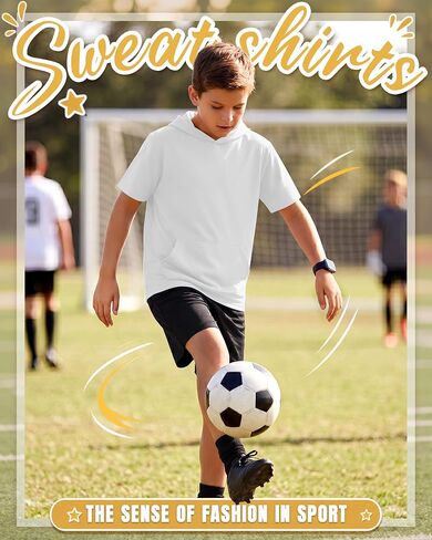 Halfchet 3 Pack Boys Short Sleeve Hoodies Kids Loose Lightweight Sweatshirts Casual Active Athletic Pullovers with Pocket in Kuwait