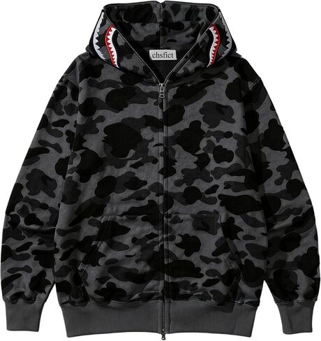 Complete Size Range Unisex Shark Hoodie Shark Jacket Camo, Full Zip, Cotton Adult Sweatshirt for Young Boy&Girl in Kuwait