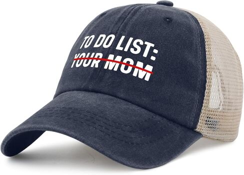 to Do List Your Mom Hat for Mens Fashion Denim Hats for Womens AllBlack Cap Vintage Unique Gifts for New Driver in Saudi Arabia