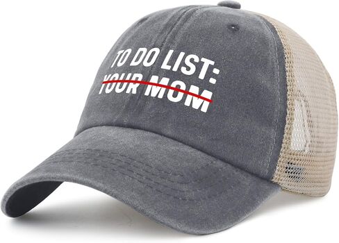 to Do List Your Mom Hat for Mens Fashion Denim Hats for Womens AllBlack Cap Vintage Unique Gifts for New Driver in Saudi Arabia