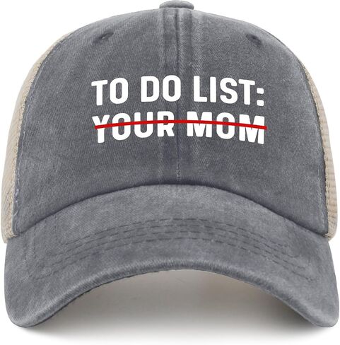 to Do List Your Mom Hat for Mens Fashion Denim Hats for Womens AllBlack Cap Vintage Unique Gifts for New Driver in Saudi Arabia