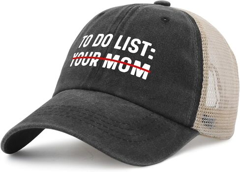to Do List Your Mom Hat for Mens Fashion Denim Hats for Womens AllBlack Cap Vintage Unique Gifts for New Driver in Saudi Arabia
