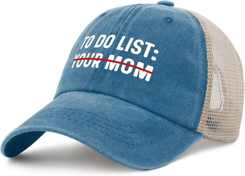 to Do List Your Mom Hat for Mens Fashion Denim Hats for Womens AllBlack Cap Vintage Unique Gifts for New Driver in Saudi Arabia