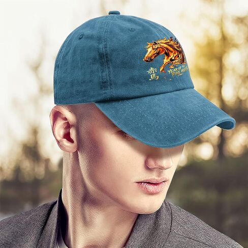 Chinese 2026 Year of The Fire Horse Zodiac Hats for Men Soft Washed in Kuwait