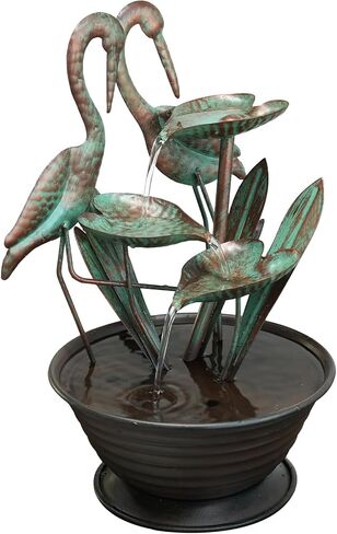 YEAHOME Tabletop Water Fountain with Standing Metal Crane for Home Decor, 3-Tier Lotus Leaf Indoor Zen Waterfall Fountains for Apartment, Living Room, Housewarming Gifts in Kuwait