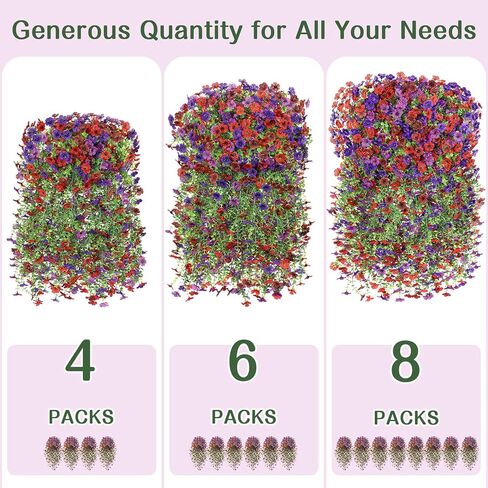 Alupssuc 4PCS Artificial Fake Hanging Flowers for Outdoor Spring Decoration, UV Resistant No Fade Faux Silk Daisy Floral Plastic Plants for Outside Indoor Yard Home Porch Realistic Decor, Mix 4 Colors in Kuwait