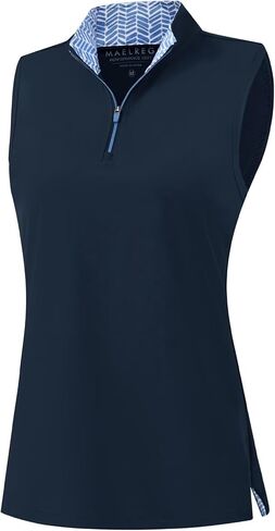 M MAELREG Womens Golf Shirt Sleeveless Collared Polo Shirts for Women Quick Dry Tennis Athletic Tank Tops Quarter Zip in Kuwait