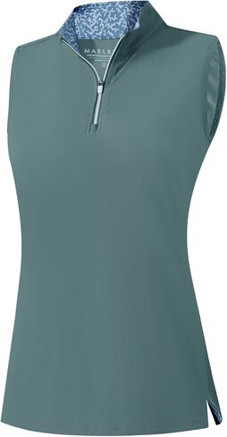M MAELREG Womens Golf Shirt Sleeveless Collared Polo Shirts for Women Quick Dry Tennis Athletic Tank Tops Quarter Zip in Kuwait