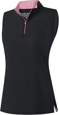 M MAELREG Womens Golf Shirt Sleeveless Collared Polo Shirts for Women Quick Dry Tennis Athletic Tank Tops Quarter Zip in Kuwait