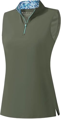 M MAELREG Womens Golf Shirt Sleeveless Collared Polo Shirts for Women Quick Dry Tennis Athletic Tank Tops Quarter Zip in Kuwait