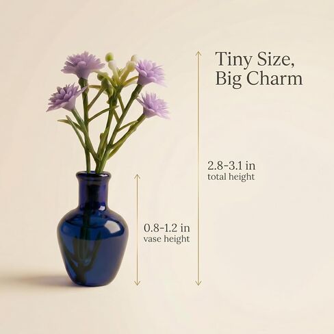 10-Pack Magnetic Mini Clear Glass Bud Vases for Fridge - Strong Magnets, Leak-Proof Propagation Vases with 10 Faux Flowers for Mom, Locker and Cubicle Decor(Sea Glass Green) in Kuwait