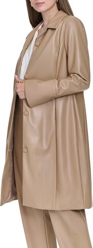 معطف HALSTON النسائي من الجلد النباتي بلون أسمر ضارب للصفرة in Kuwait