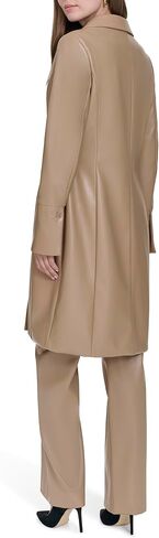 معطف HALSTON النسائي من الجلد النباتي بلون أسمر ضارب للصفرة in Kuwait