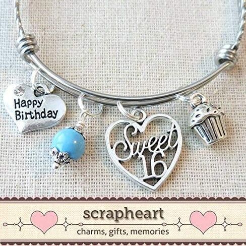 SCRAPHEART عيد ميلاد سعيد الحلو 16 الإسورة، هدية عيد ميلاد السادس عشر، هدايا عيد الميلاد السادس عشر، مجوهرات مخصصة لعيد الميلاد السادس عشر، سوار عيد ميلاد سعيد in Kuwait