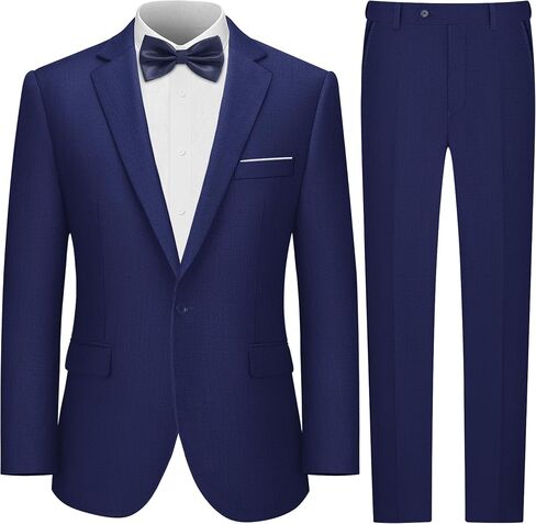 LUPURTY 2 Piece Suits for Men with Bow Tie Set,Men's Suit Slim Fit,Business Solid Single Breasted Tuxedo Blazer Pants in Kuwait