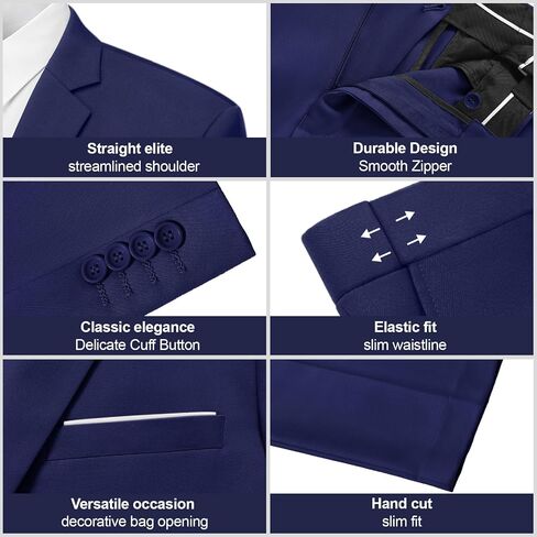 LUPURTY 2 Piece Suits for Men with Bow Tie Set,Men's Suit Slim Fit,Business Solid Single Breasted Tuxedo Blazer Pants in Kuwait