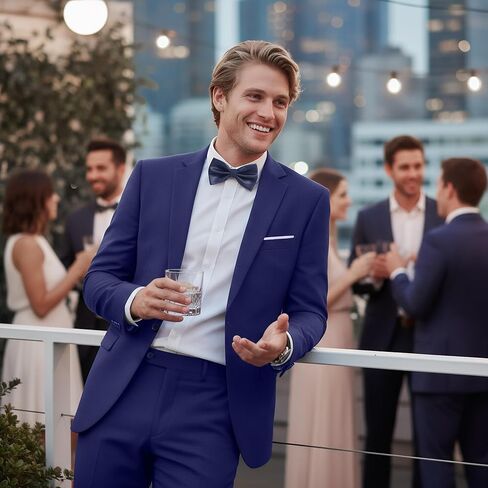 LUPURTY 2 Piece Suits for Men with Bow Tie Set,Men's Suit Slim Fit,Business Solid Single Breasted Tuxedo Blazer Pants in Kuwait