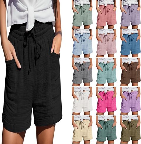 Comfortable Shorts for Women High Waisted Running Shorts Summer Casual Wide Leg Drawstring Lounge Beach Pants 2026 in Saudi Arabia
