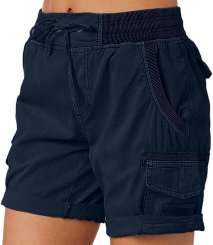 Women's Summer Shorts Lightweight Workout Cargo Shorts Stretch Waist Drawstring Lounge Hiking Pants Pockets in Kuwait