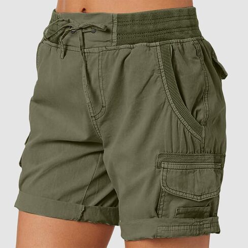 Women's Summer Shorts Lightweight Workout Cargo Shorts Stretch Waist Drawstring Lounge Hiking Pants Pockets in Kuwait