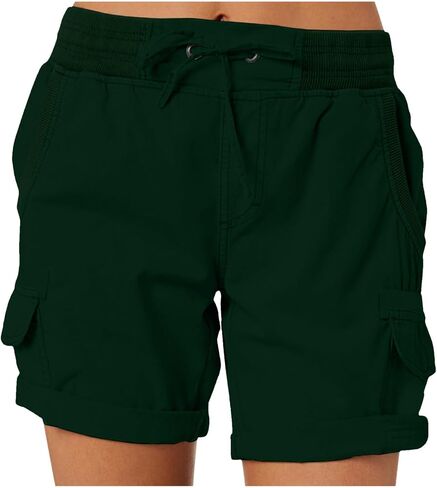 Women's Summer Shorts Lightweight Workout Cargo Shorts Stretch Waist Drawstring Lounge Hiking Pants Pockets in Kuwait