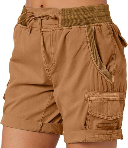 Women's Summer Shorts Lightweight Workout Cargo Shorts Stretch Waist Drawstring Lounge Hiking Pants Pockets in Kuwait