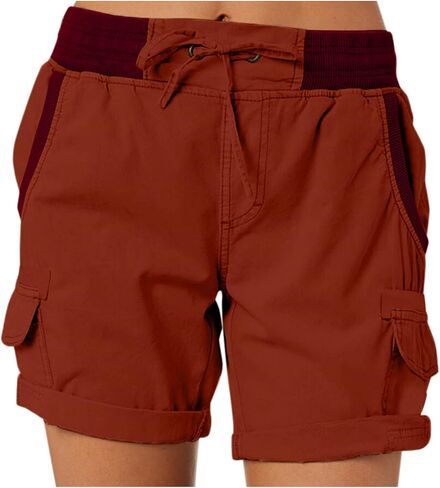Women's Summer Shorts Lightweight Workout Cargo Shorts Stretch Waist Drawstring Lounge Hiking Pants Pockets in Kuwait