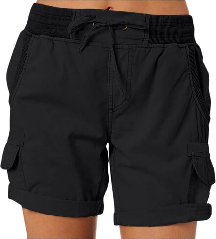 Women's Summer Shorts Lightweight Workout Cargo Shorts Stretch Waist Drawstring Lounge Hiking Pants Pockets in Kuwait