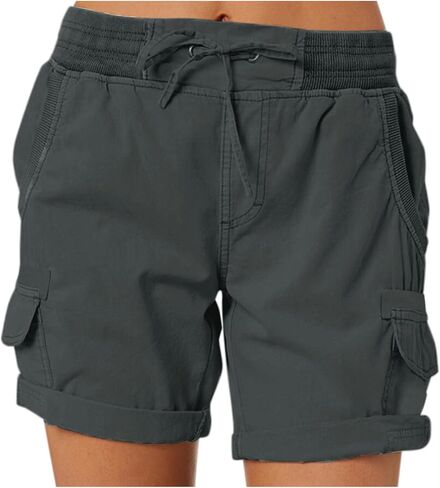 Women's Summer Shorts Lightweight Workout Cargo Shorts Stretch Waist Drawstring Lounge Hiking Pants Pockets in Kuwait