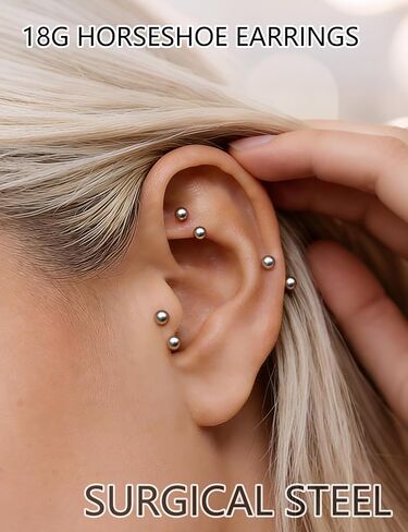 Oufksiyy 16G Horseshoe Septum Rings 6/8/10/12mm with Tool & Ball Grabber,Hypoallergenic for Nose,Rook,Cartilage,Helix,Lips-Silver Gold 316L Surgical Steel Septum Piercing jewelry in Kuwait