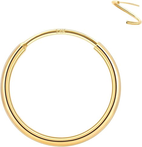 14k Yellow/White Gold 18G Nose Rings for Women Men, 8mm/10mm Septum Nose Ring Hoops Helix Tragus Daith Cartilage Earrings Piercing Jewelry in Saudi Arabia