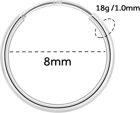 14k Yellow/White Gold 18G Nose Rings for Women Men, 8mm/10mm Septum Nose Ring Hoops Helix Tragus Daith Cartilage Earrings Piercing Jewelry in Saudi Arabia