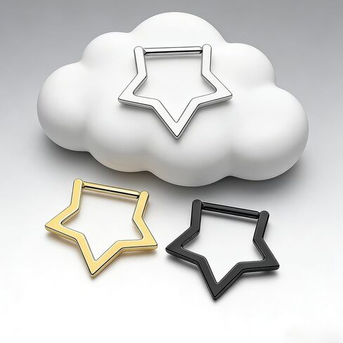 2Pcs Pack 16G Septum Ring Titanium Star G23 Helix Piercing Jewelry,Tragus Earrings Daith Earrings Nose Ring Hoop Clicker Conch for Women and Men in Saudi Arabia