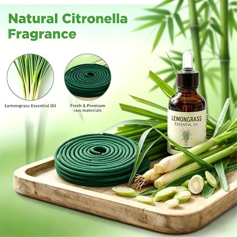 FIRIK Citronella Coils, 48 Pack Citronella Incense Coil with 2 Holders, Natural Lemongrass Fagrance, for Indoor and Summer Outdoor Patio Camping Trip Garden Gathering in Saudi Arabia