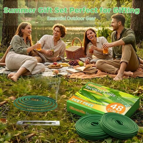 FIRIK Citronella Coils, 48 Pack Citronella Incense Coil with 2 Holders, Natural Lemongrass Fagrance, for Indoor and Summer Outdoor Patio Camping Trip Garden Gathering in Saudi Arabia