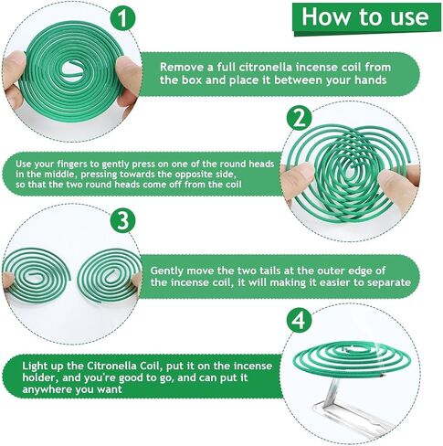 FIRIK Citronella Coils, 48 Pack Citronella Incense Coil with 2 Holders, Natural Lemongrass Fagrance, for Indoor and Summer Outdoor Patio Camping Trip Garden Gathering in Saudi Arabia