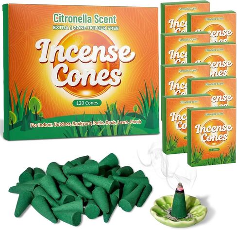 FIRIK Citronella Coils, 48 Pack Citronella Incense Coil with 2 Holders, Natural Lemongrass Fagrance, for Indoor and Summer Outdoor Patio Camping Trip Garden Gathering in Saudi Arabia