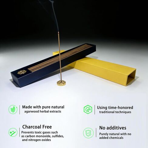 Chinese Natural Kynam Agarwood Boasts a Distinctly Unique Aroma,ldeal for Home Incense, Meditation & More,Premium Incense Sticks, 8 Inch Traditional 125 Count Pack, 35 Minutes Burning Time in Kuwait